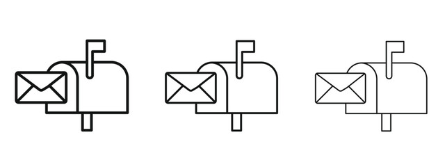 Mailbox icon in linear versions. Editable line