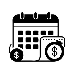 Vector art of calendar with money icon representing financial planning and payment schedule
