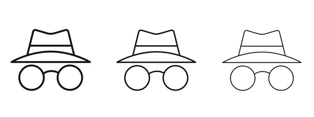 Incognito icon in linear versions. Editable line
