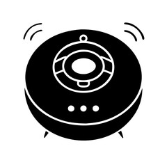 Vector art of smart home cleaning robot vacuum cleaner with advanced sensors