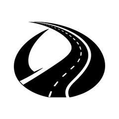 Vector art of a road forming an abstract shape on, symbolizing travel, direction, or a journey