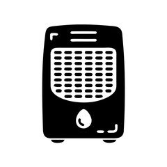 Vector art of black silhouette of a portable dehumidifier, designed to reduce humidity levels and improve air quality