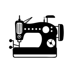 Vector art of black silhouette of a vintage sewing machine, a symbol of traditional tailoring and textile craftsmanship