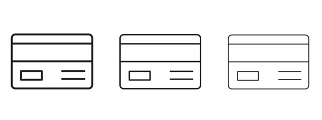 Credit card icon in linear versions. Editable line