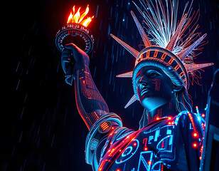 Future of Liberty: Statue from Binary Rain