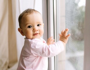 Baby girl looking out window (1)