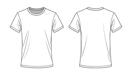 Front and back view of a simple white t-shirt design