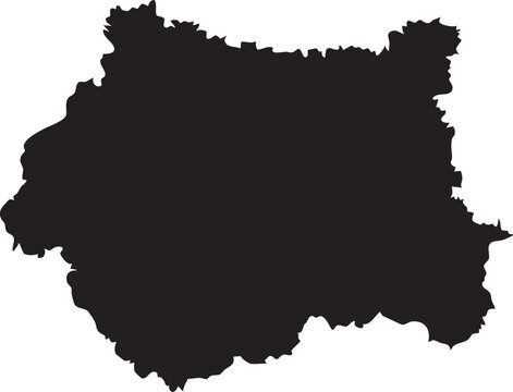West Yorkshire Map Solid Black Silhouette