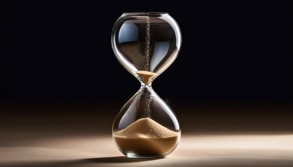 sand cascading through transparent glass marking temporal progression with elegant simplicity and minimalist design