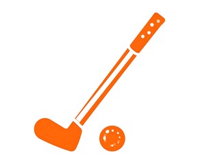 Orange golf club and ball graphic