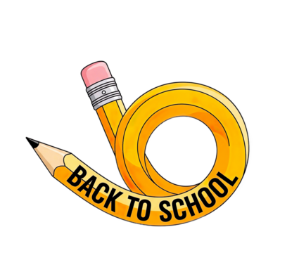 A yellow pencil curls with "Back to School" text