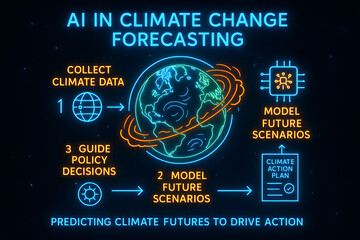 AI Climate Forecasting Infographic with Environmental Data for Science Education