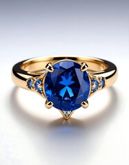 Gold ring with large blue gemstone