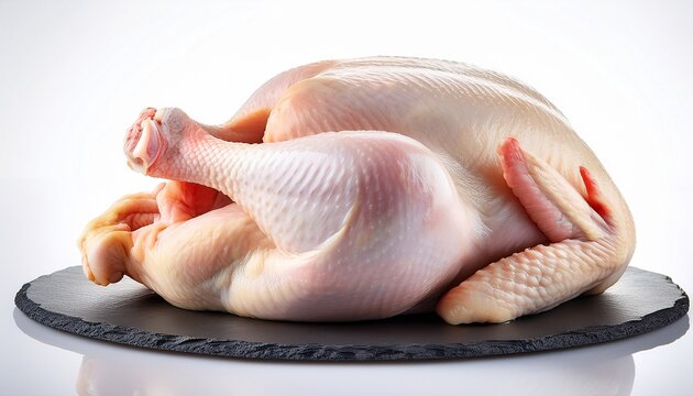 whole raw chicken with white background