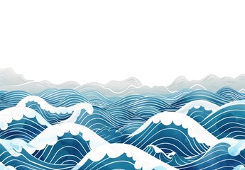 Stylized ocean waves, sea background, design element