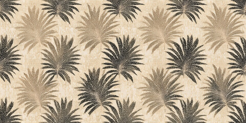 Fototapeta premium Leaves pattern on light background. Tropical mosaic plant texture. Brown tile artistic graphic for abstract design and exotic decor.