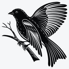 Obraz premium Finch line art White background illustration Generative Ai