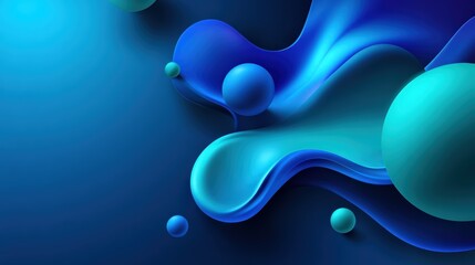Abstract Blue Wave Shapes with Spheres on Gradient Background