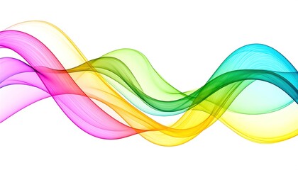 Abstract Colorful Transparent Smoke Wave With Gradient on White Background