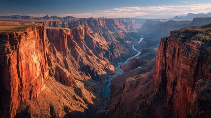 Grand Canyon View with Colorado River at Sunset