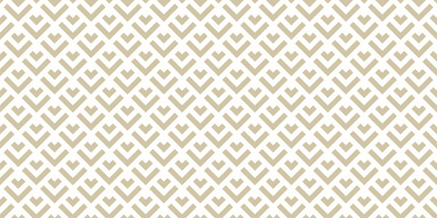 Vector golden geometric seamless pattern with lines, arrows, fish scale grid. Simple abstract gold and white ornament. Luxury minimal background texture. Repeated geo design for decor, textile, print © Olgastocker