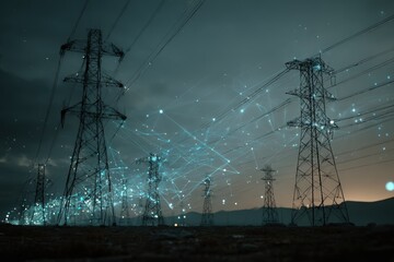 Power Lines with Digital Network Overlay