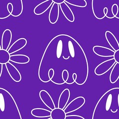 Halloween ghost seamless cute cartoon pattern for wrapping paper and fabrics and kids clothes print and packaging