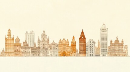 Obraz premium Architectural building line art urban cityscape design