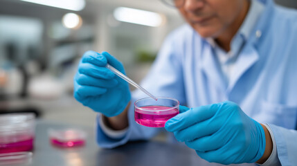 Food safety microbiologists test products for bacterial contamination and foodborne pathogens using selective media and rapid detection methods to ensure consumer safety blurred