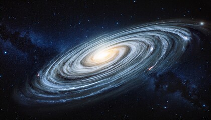 spiral galaxy rotating in deep space starfield background astronomy