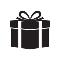 Big box gift for the holiday, black silhouette on a transparent background vector drawing