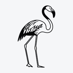 Obraz premium Heron line art White background illustration Generative Ai