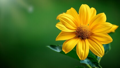 yellow flower on green background