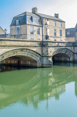 Buildings on the bank of the River Welland in Stamford, UK