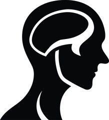 Human Head and Shoulders Silhouette – Minimalist Black and White Profile Vector Illustration