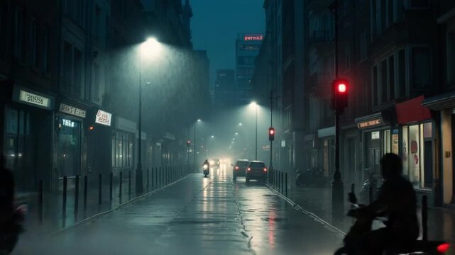 Urban Scene at Rainy Night