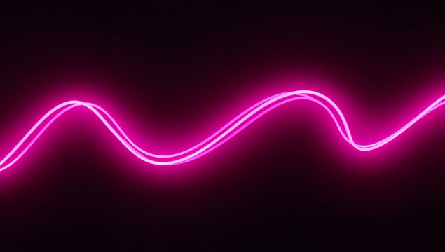 Undulating neon magenta-pink glowing line moving across dark digital void, with parallel strands