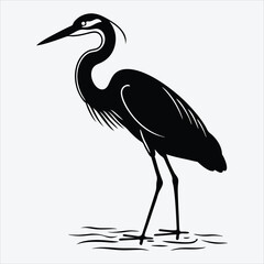 Obraz premium Heron line art White background illustration Generative Ai