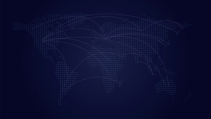 Obraz premium Blue World Map Dot Halftone Background. Global Network and Technology.