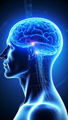 3D anatomical illustration of a human head and brain (1)