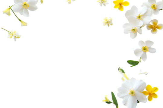 Beautiful floral arrangement with white and yellow blossoms on a black background design space for text  | png cutout isolated on a transparent backdrop - Powered by Adobe