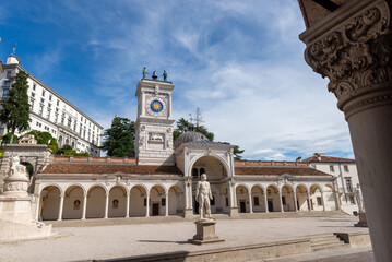 Obraz premium Exterior view of Loggia del Lionello in Udine with arched colonnade and stone walls