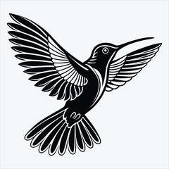 Obraz premium Hummingbird line art White background illustration Generative Ai