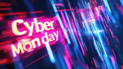 Vibrant cyber monday neon lights with dynamic motion blur for digital promotions - Powered by Adobe