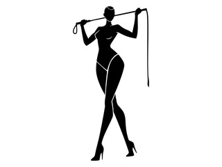 Dominatrix with high heels in pose Silhouette vector illustration
