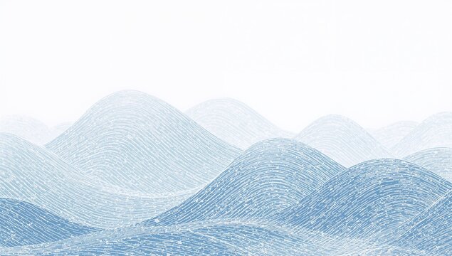 Displaying overlapping blue waves moving in digital illustration, with textured white strokes