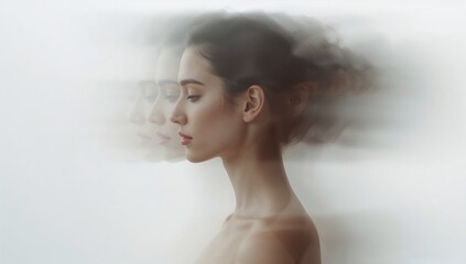 Capturing Asian female showing side profile in studio with motion blur ghosting effect