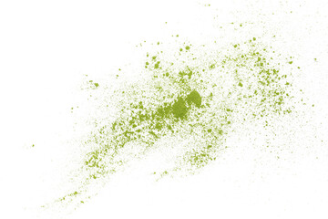  Young barley or wheat grass, green powder flying, isolated on white background, clipping path