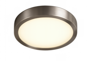 Modern round led ceiling lamp illuminating with transparent background