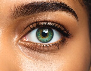 Obraz premium Close-up of a woman's eye with green iris